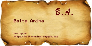 Balta Anina névjegykártya
